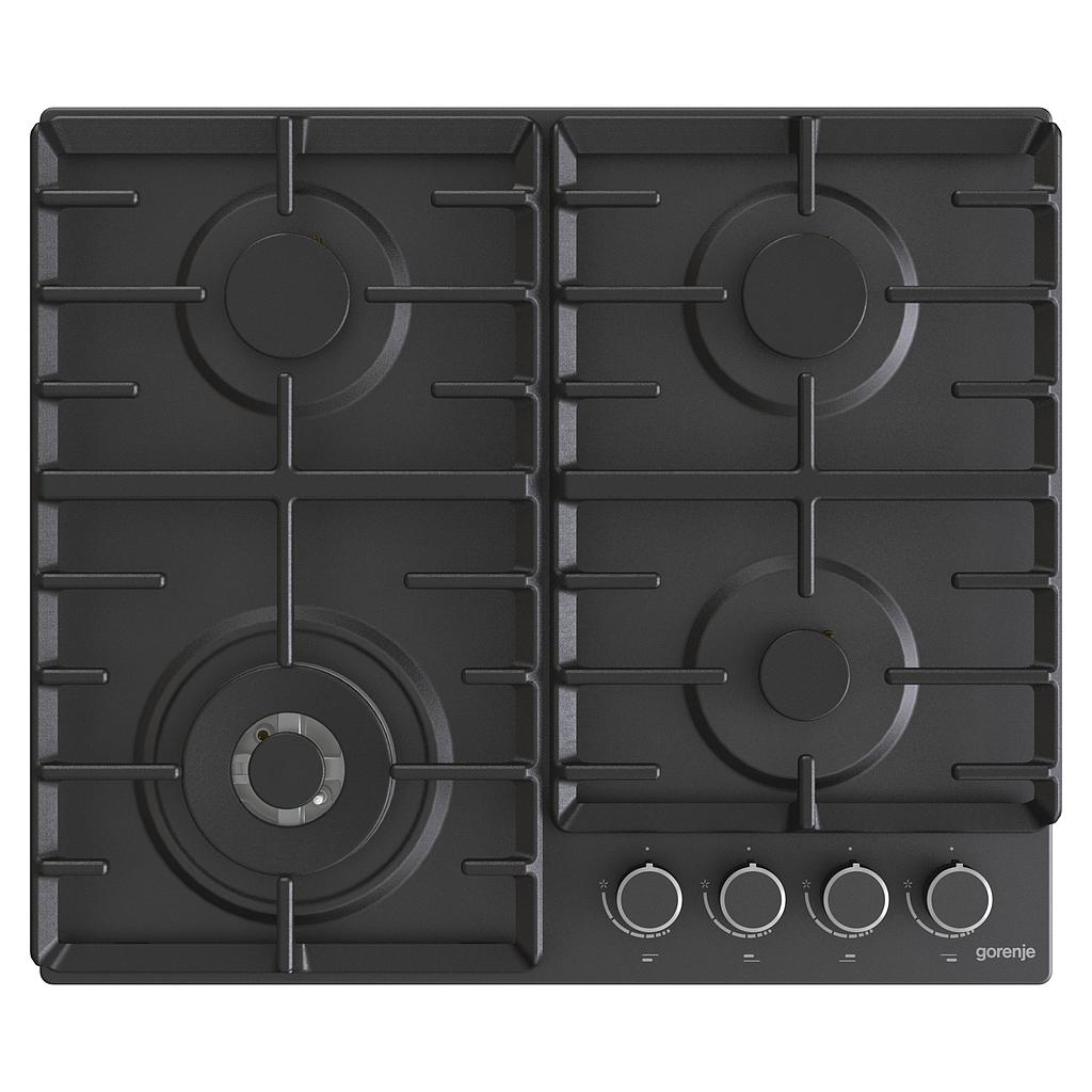 Gorenje Hob GW642AB Gas, Number of burners/cooking zones 4, Mechanical, Black 3838782467172 plīts virsma