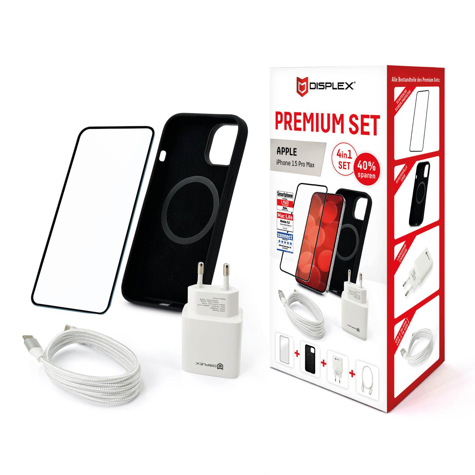 DISPLEX Premium-Starterset fur Apple iPhone 15 Pro Max 01871 (4028778121143) aksesuārs mobilajiem telefoniem