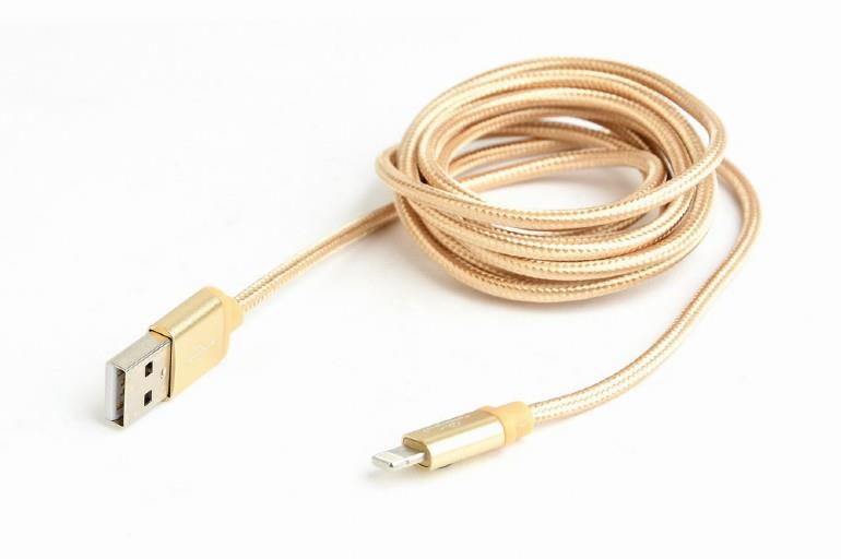 Gembird cotton braided USB Lightning 1.8m Gold USB kabelis