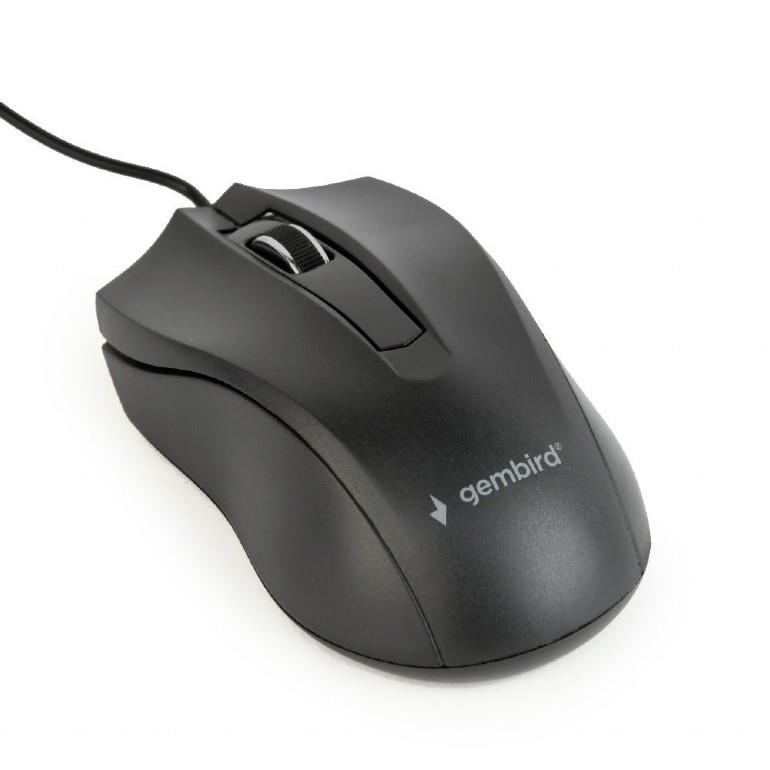 Gembird optical mouse MUS-3B-01, 1000 DPI, USB, Black, 1.35m cable length Datora pele