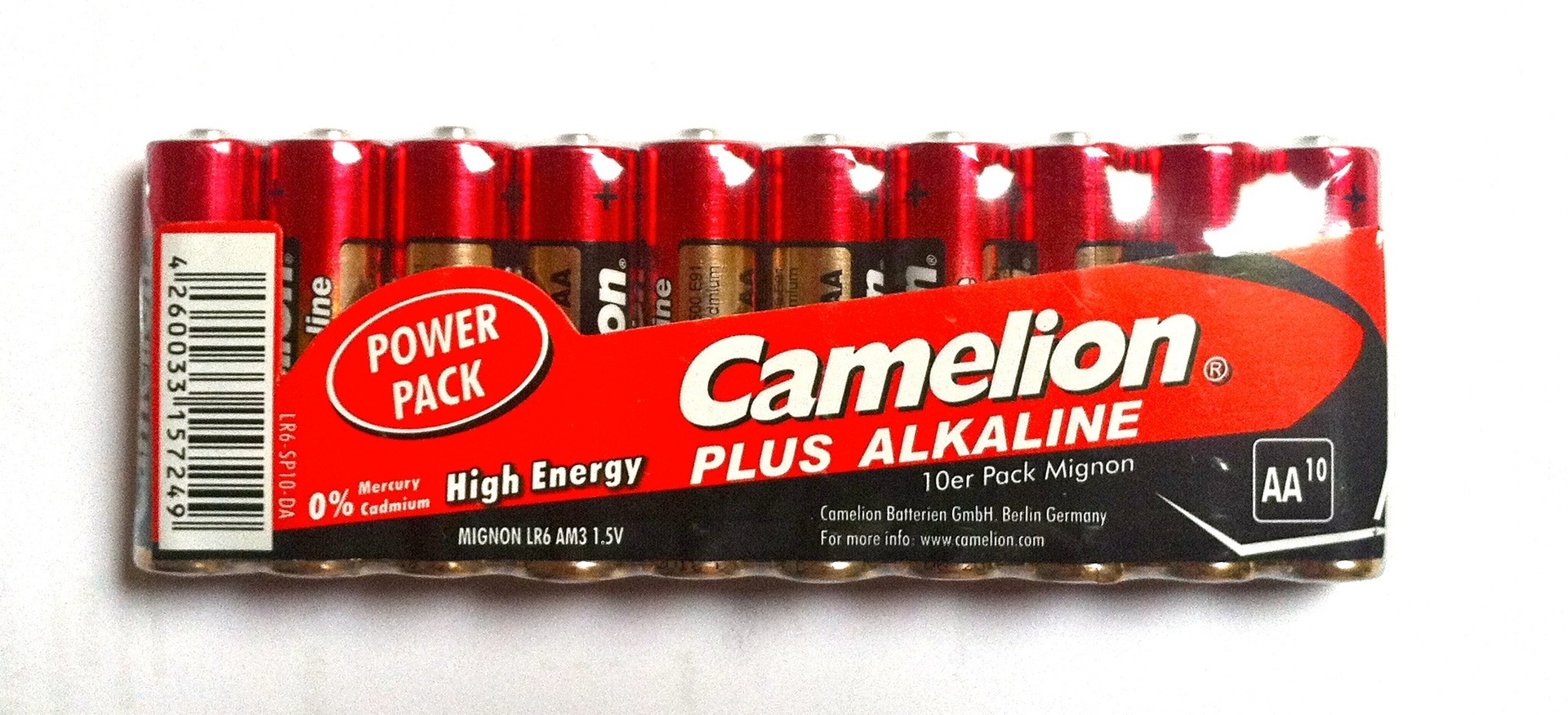 Elementi Alkaline, AA, LR06-SP10, CAMELION, 10 gab. 44/1-LR6SP10 (4260033150097) kabatas lukturis