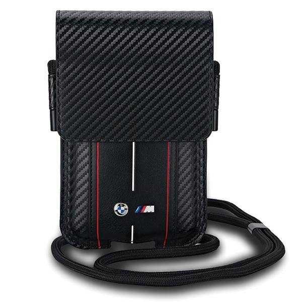 BMW BMPSP15XMSCAKR Wallet Bag Carbon Red Stripes black maciņš, apvalks mobilajam telefonam