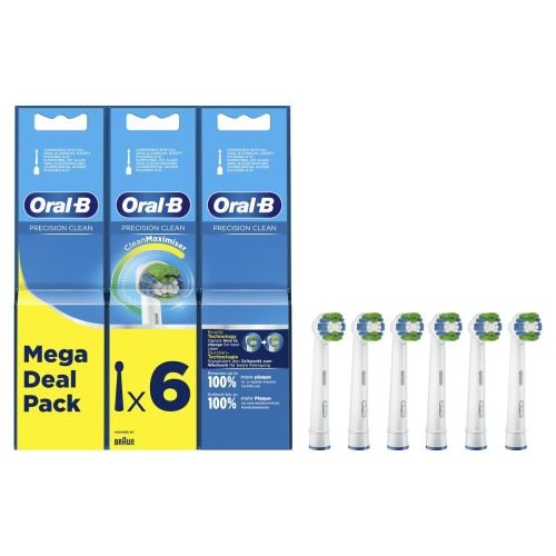 Oral-B Precision Clean Replaceable Toothbrush Heads | Heads | For adults | Number of brush heads included 6 | White mutes higiēnai