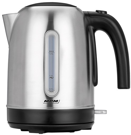 MPM MCZ-102M electric kettle 1.7 L 2200 W Black, Stainless steel Elektriskā Tējkanna