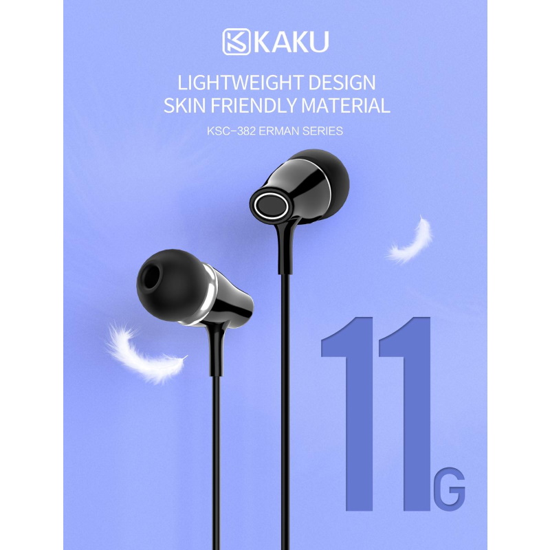 iKaku Erman Universālas In-Ear Mūzikas un Zvanu Austņas 3.5mm 1.2m Vads ar Mikrofonu un Pulti Balta
