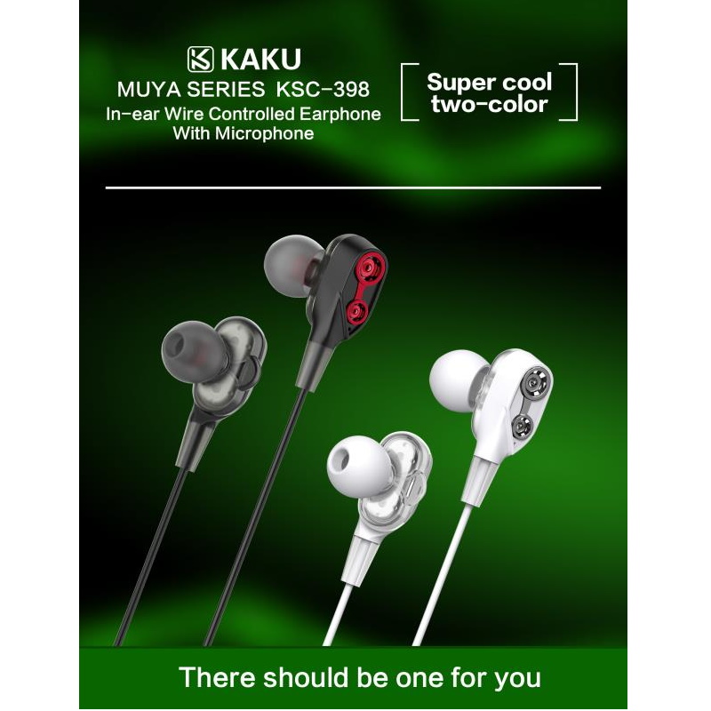 iKaku Muya Dual Moving Coil In-Ear Mūzikas un Zvanu Austņas 3.5mm 1.2m Vads ar Mikrofonu un Pulti Melna