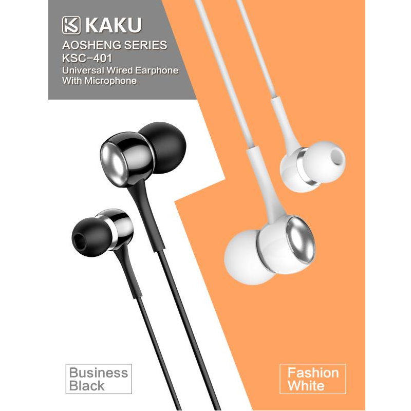 iKaku Aosheng Universālas In-Ear Mūzikas un Zvanu Austņas 3.5mm 1.2m Vads ar Mikrofonu un Pulti Balta