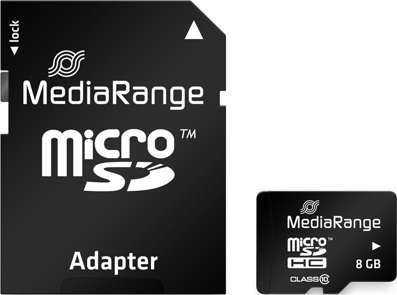 MediaRange SD MicroSD Card  8GB SD CL.10 inkl. Adapter atmiņas karte