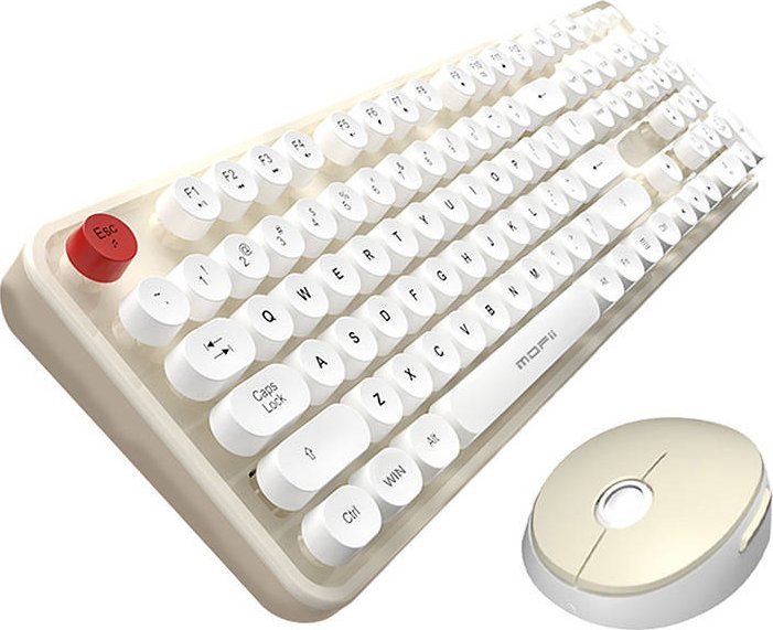 Wireless keyboard + mouse set MOFII Sweet 2.4G (White-Beige klaviatūra