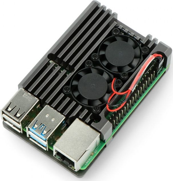 JustPi Obudowa z dwoma wentylatorami Raspberry Pi 4B (DNG-16012) 9115005 (5904422360146) Raspberry PI datora daļas