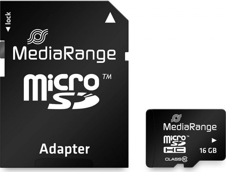 SD MicroSD Card 16GB MediaRange SD CL.10 inkl. Adapter atmiņas karte