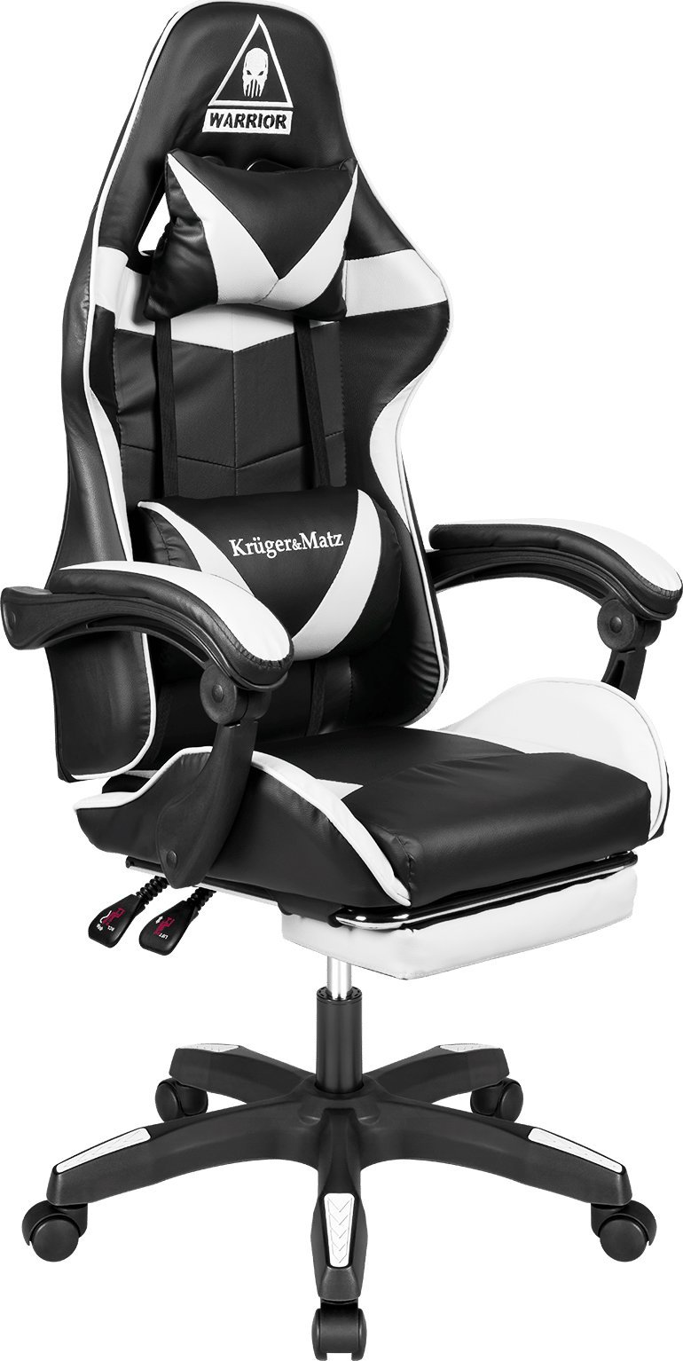 Kruger&Matz Warrior GX-150 armchair black and white (KM0790-BW) datorkrēsls, spēļukrēsls