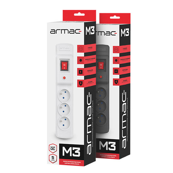 Surge Protector ARMAC M3 Multi 2.5m black elektrības pagarinātājs