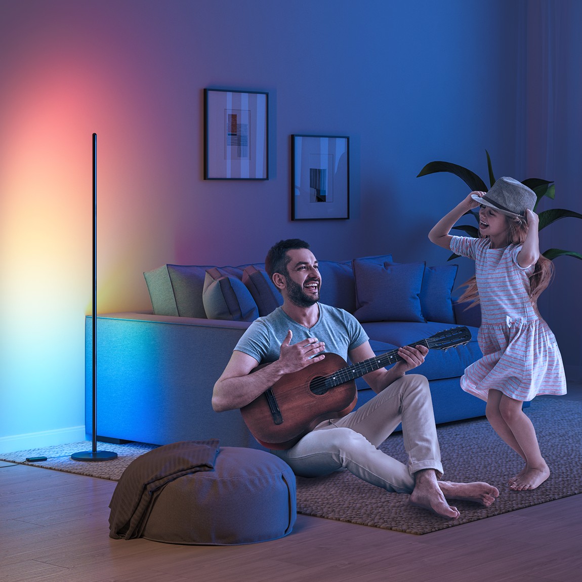 Govee LED Floor Lamp Smart floor lighting Black Wi-Fi/Bluetooth spēļu aksesuārs