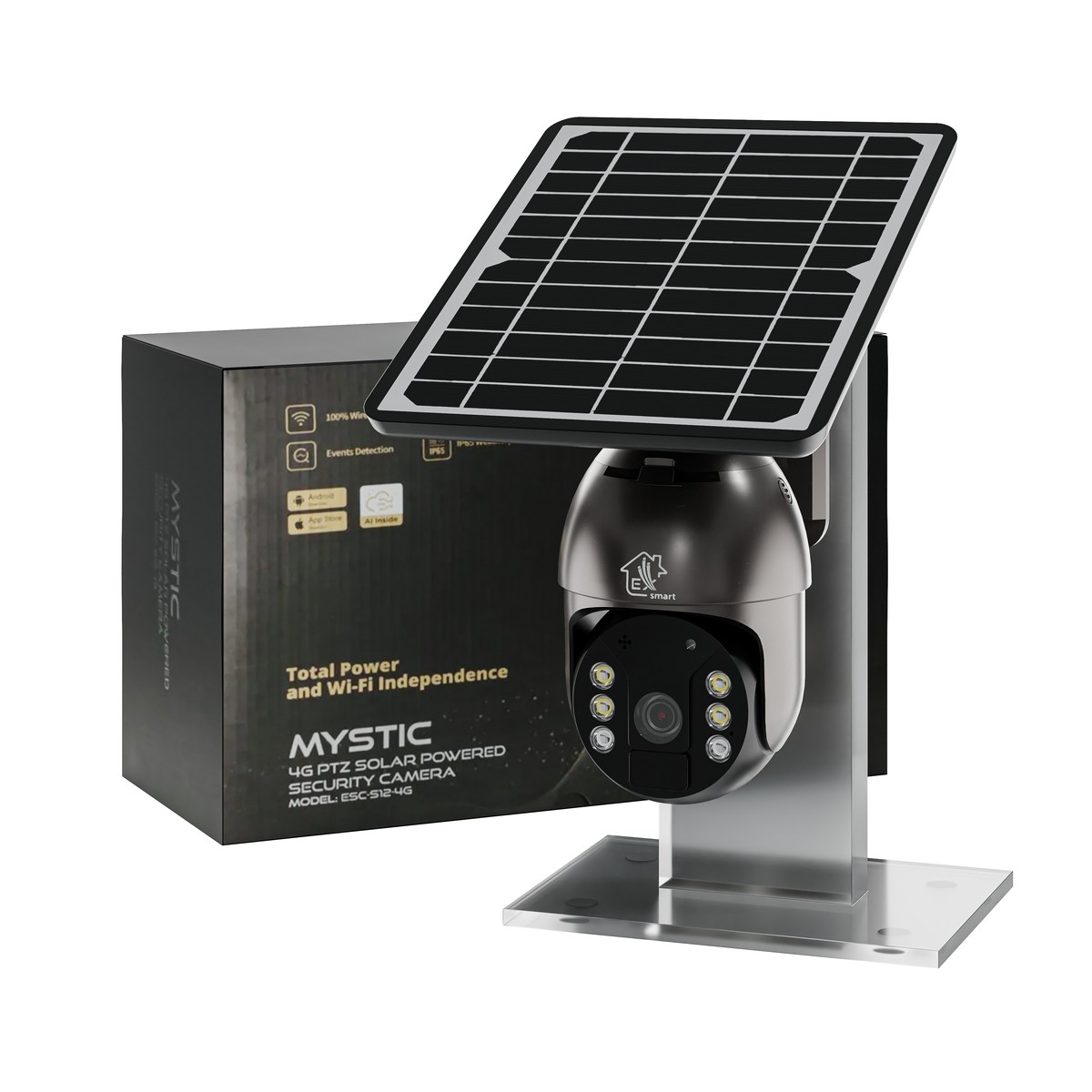 Extralink Mystic 4G PTZ | 3G/4G/LTE camera | with solar panel 8W, 1080p, IP66, 4x 18650 battery novērošanas kamera