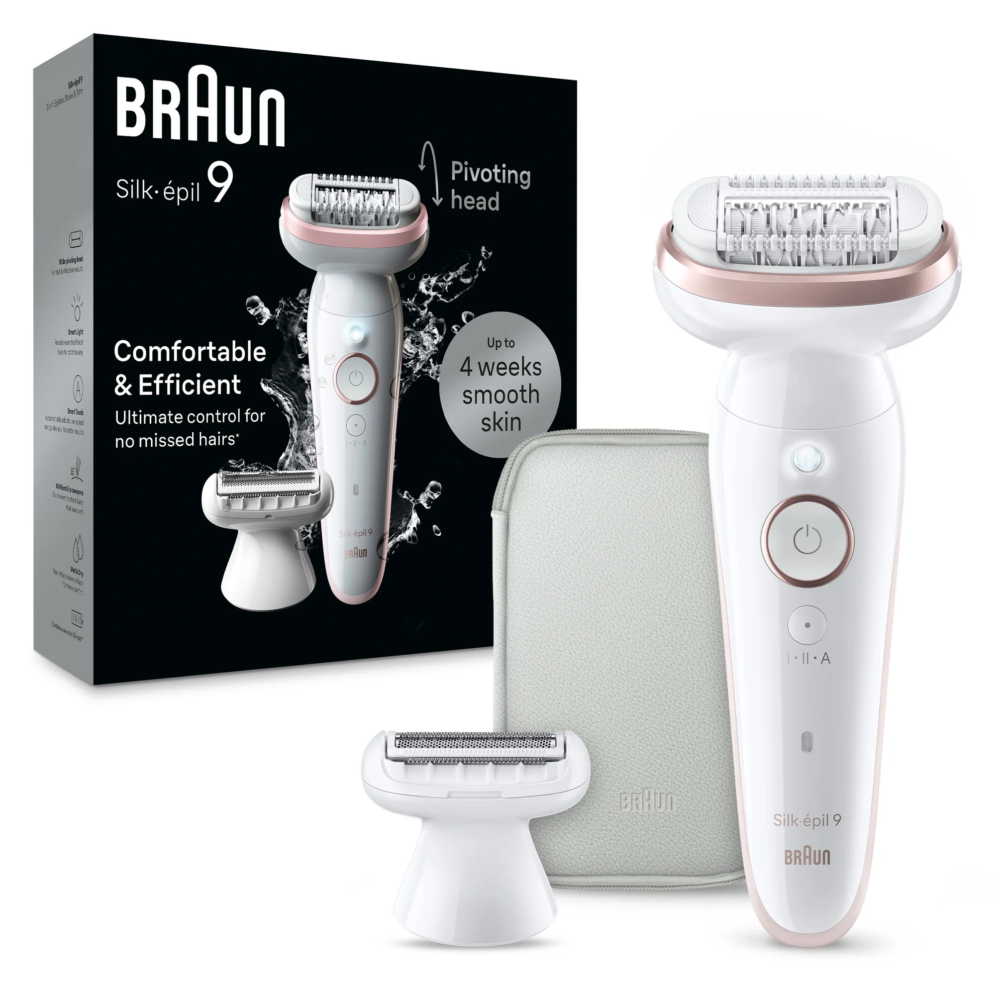 Braun SES9-030 Silk épil 9 | Operating time (max) 50 min | Number of power levels 2 | Wet & Dry | White/Rose Epilators