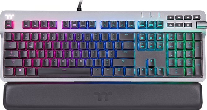 DE layout - Thermaltake Argent K6 RGB, gaming keyboard (titanium, Cherry MX Low Profile RGB Red) klaviatūra