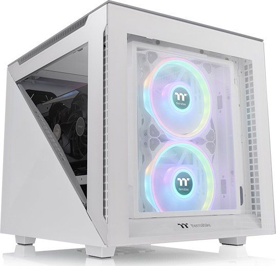 Thermaltake Divider 200 TG Snow - Micro-Case - micro ATX - windowed side panel (tempered glass) - ohne Netzteil (PS/2) - weiß - USB/Audio 47 Datora korpuss