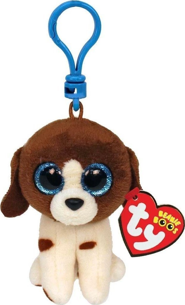 TY INC. TY BEANIE BOOS MUDDLES - brazowo / bialy pies 8,5cm Clip 35245