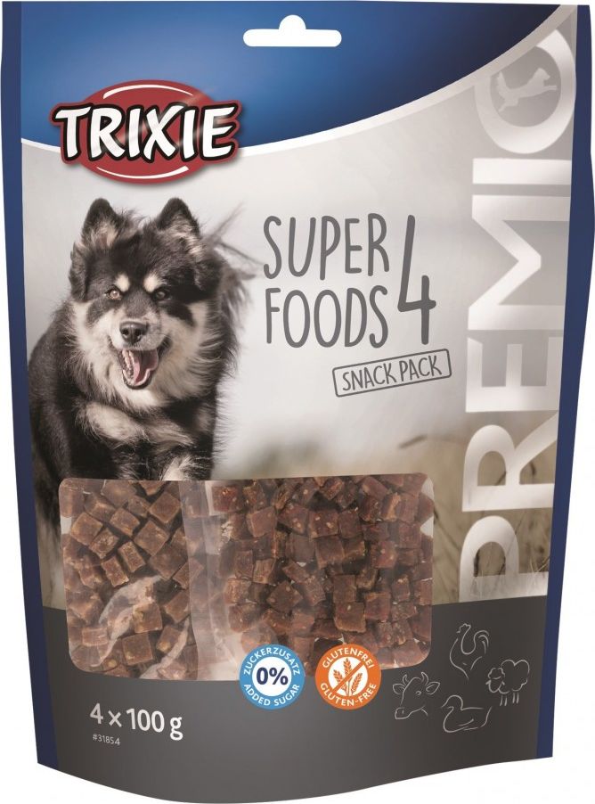 Trixie Przysmaki PREMIO 4 Superfoods, kurczak, kaczka, wolowina, jagniecina, 4  times  100 g TX-31854 (4011905318547)
