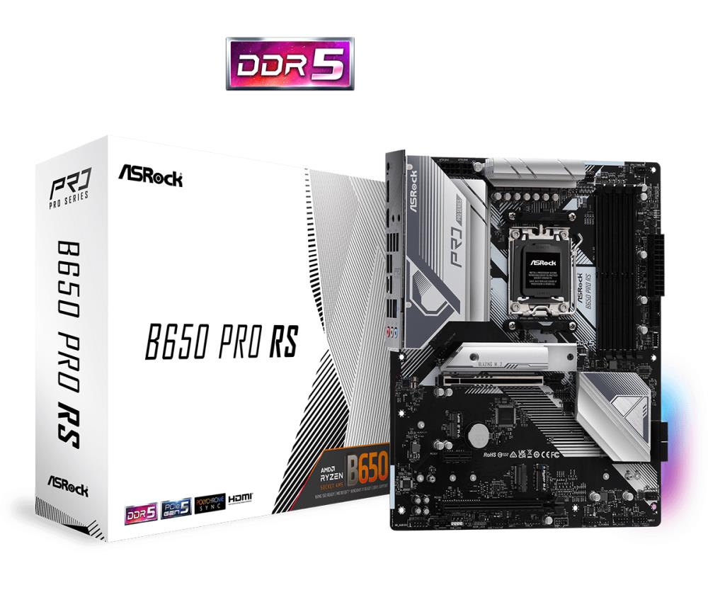 ASRock B650 Pro RS, AMD B650 Mainboard - Socket AM5, DDR5 pamatplate, mātesplate