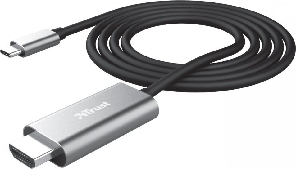 Kabel USB Trust USB-C - HDMI 1.8 m Czarno-srebrny (1_739849) 1_739849 (8713439233322) USB kabelis