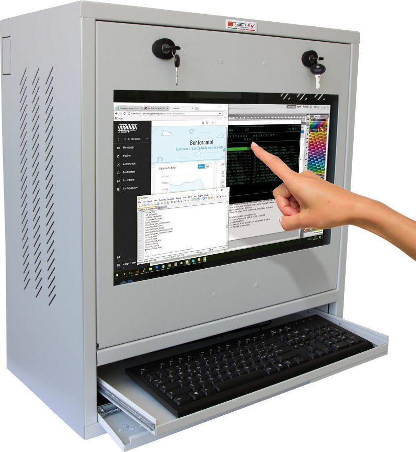 Techly Szafa na Komputer Przemyslowy PC i Monitor Dotykowy 22