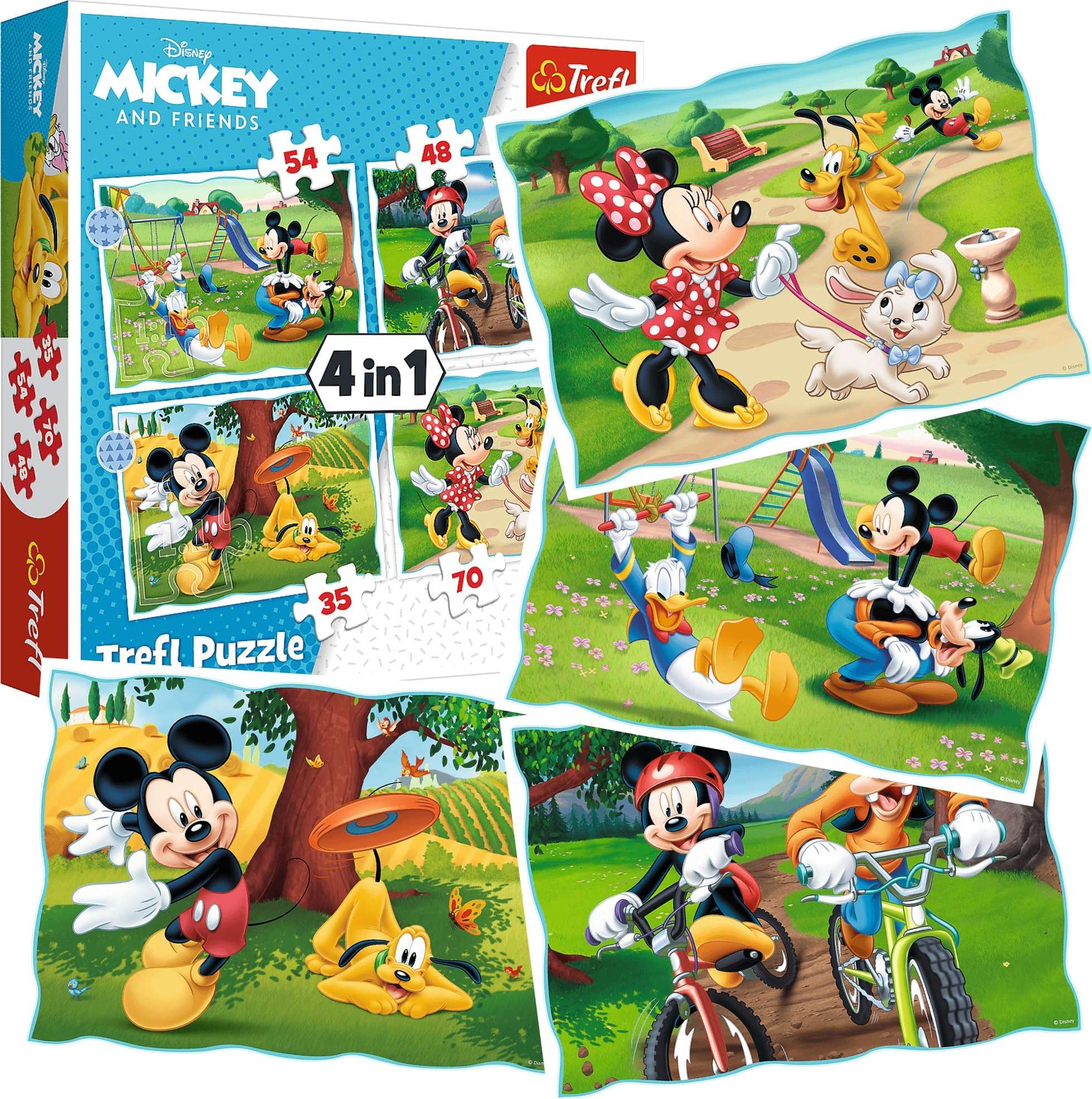 TREFL 4in1 Funny day Mickey Mouse puzle, puzzle