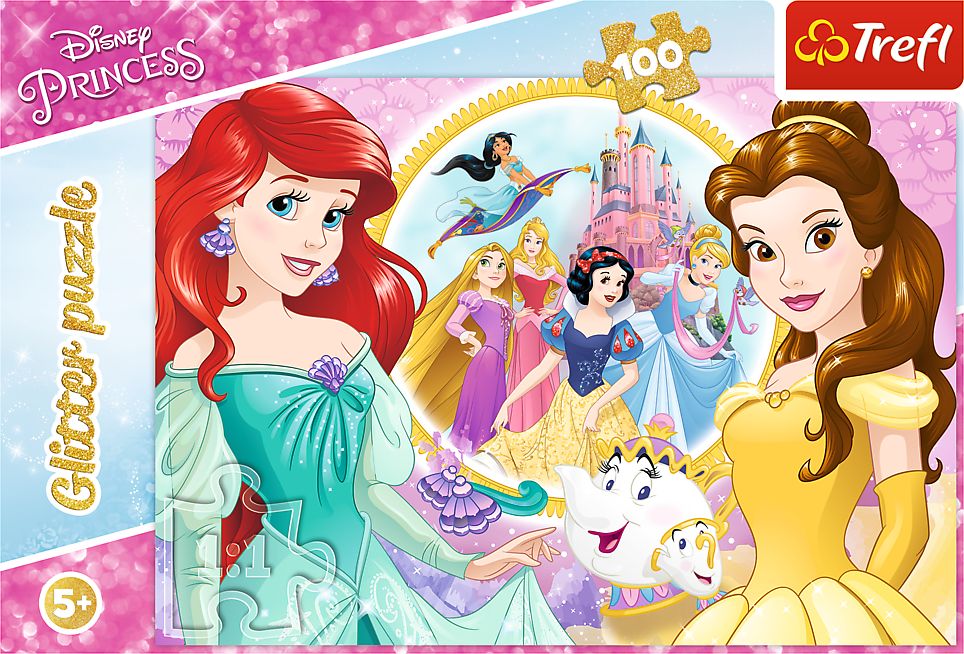 Trefl Puzzle glitter shiny Disney princesses Bella and Ariel 100 14819 puzle, puzzle