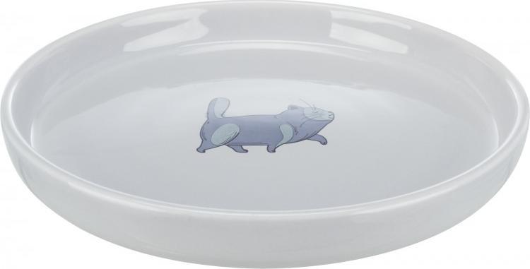 Trixie Miska, dla kota, szara, ceramiczna, 0,6l/13cm, plaska i szeroka wersja TX-24802 (4047974248027) piederumi kaķiem