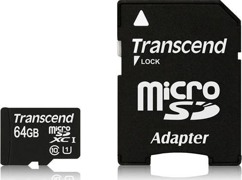 TRANSCEND 64GB MicroSDXC Cl10 UHS-1 w/ad atmiņas karte