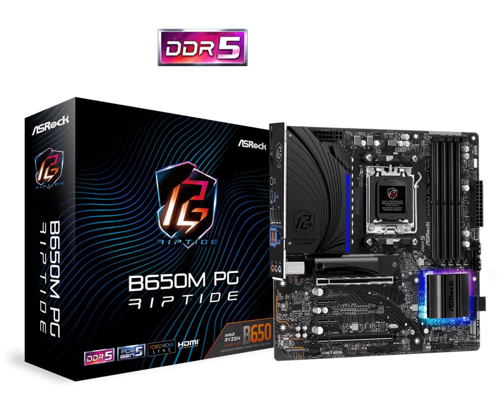 Asrock B650M PG Riptide AMD B650 Socket AM5 micro ATX pamatplate, mātesplate