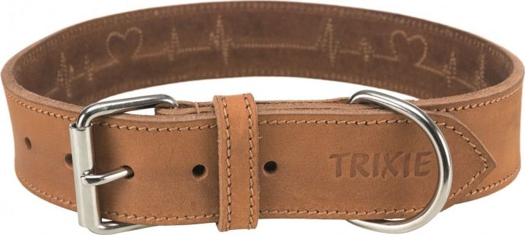 Trixie Collar Rustic Heartbeat made of thick leather, M: 38–47 cm / 40 mm, brown aksesuārs suņiem
