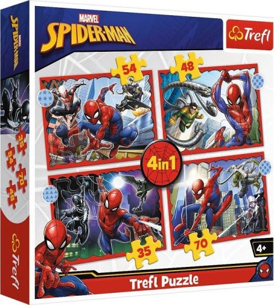 Trefl Puzzle 4in1 Heroic Spider-Man / Disney Marvel Spiderman 34384 puzle, puzzle