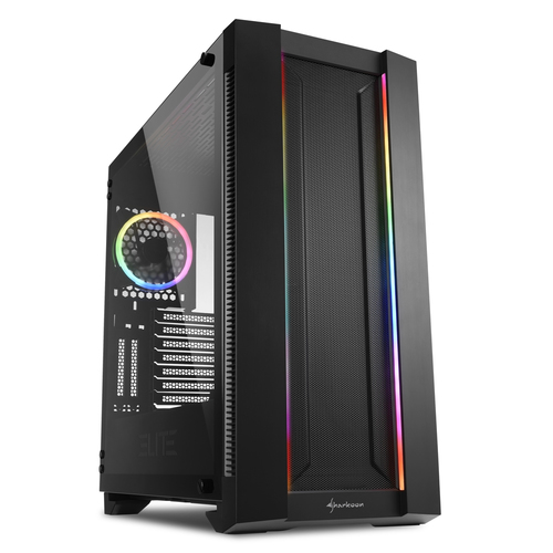 Sharkoon ELITE SHARK CA200M Midi-Tower schwarz RGB Beleuchtung 4044951027156 Datora korpuss