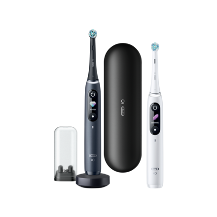 Oral-B Electric Toothbrush iO8 Series Duo For adults Rechargeable Black Onyx/White Number of brush heads included 2 Number of teeth brushing mutes higiēnai