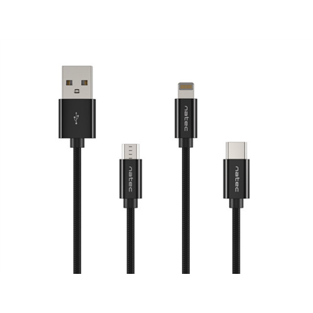 Cable micro USB, USB-C Lightning combo 1m USB kabelis