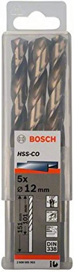 Bosch Metal twist drill HSS-Co, DIN 338,  12.0mm (5 pieces, working length 101mm) 2608585903 (3165140521383)