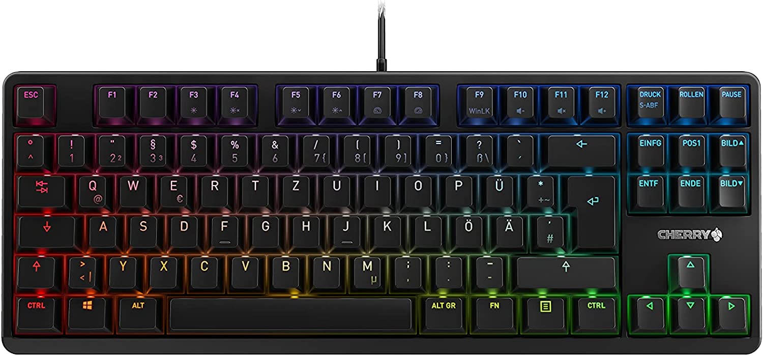 CHERRY TAS G80-3000N RGB TKL Corded DE-Layout sw MX SILENT R klaviatūra