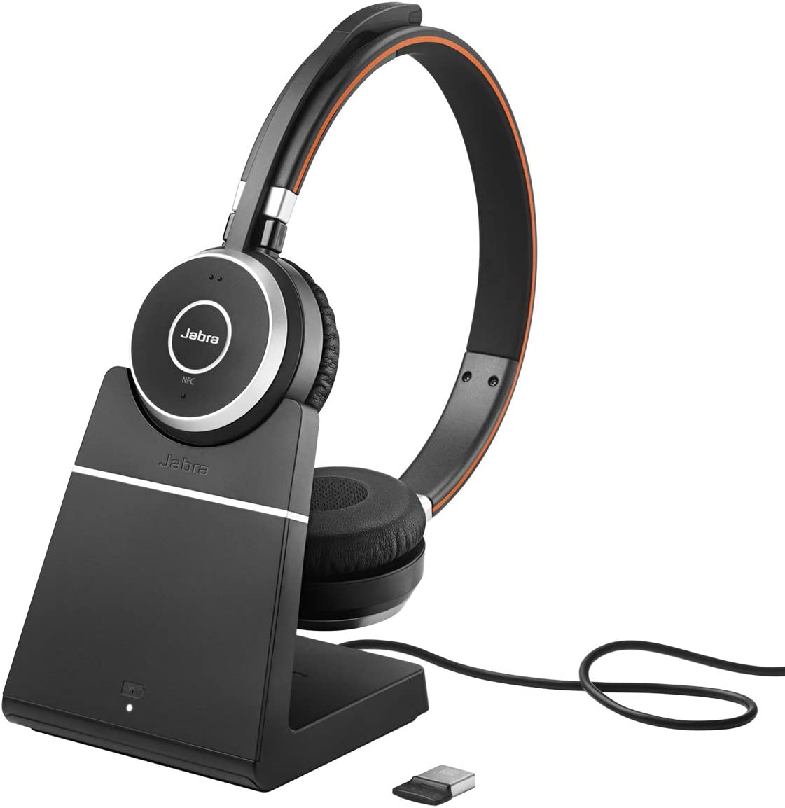 Jabra Evolve 65 SE MS Stereo Headset On-Ear (Bluetooth, Dongle, kabellos, USB, Ladestation) austiņas