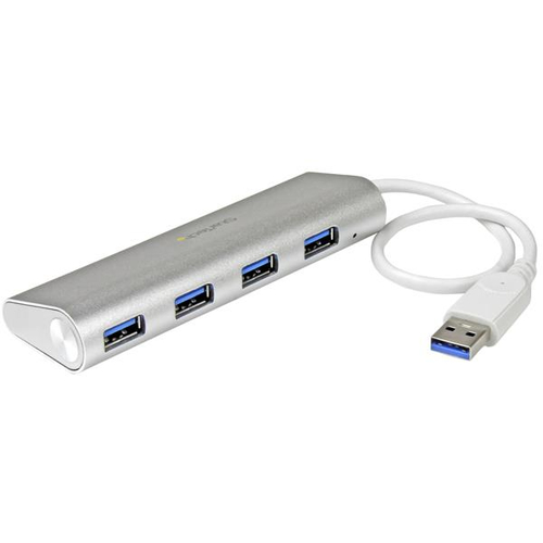StarTech.com 4 Port kompakter USB 3.0 Hub with eingebautem Kabel (ST43004UA) tīkla karte