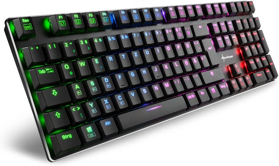 Sharkoon Tastatur PureWriter RGB blue, USB, DE Layout klaviatūra