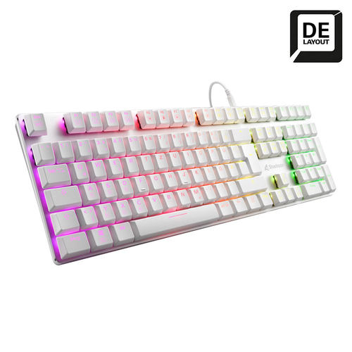 DE layout - Sharkoon PureWriter RGB, gaming keyboard (white, Kailh Choc Low Profile Blue) klaviatūra