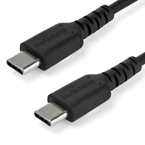 StarTech.com 2m USB C Charging Cable - Durable Fast Charge & Sync USB 3.1 Type C to C Charger Cord - TPE Jacket Aramid Fiber M/M 60W Black - kabelis, vads