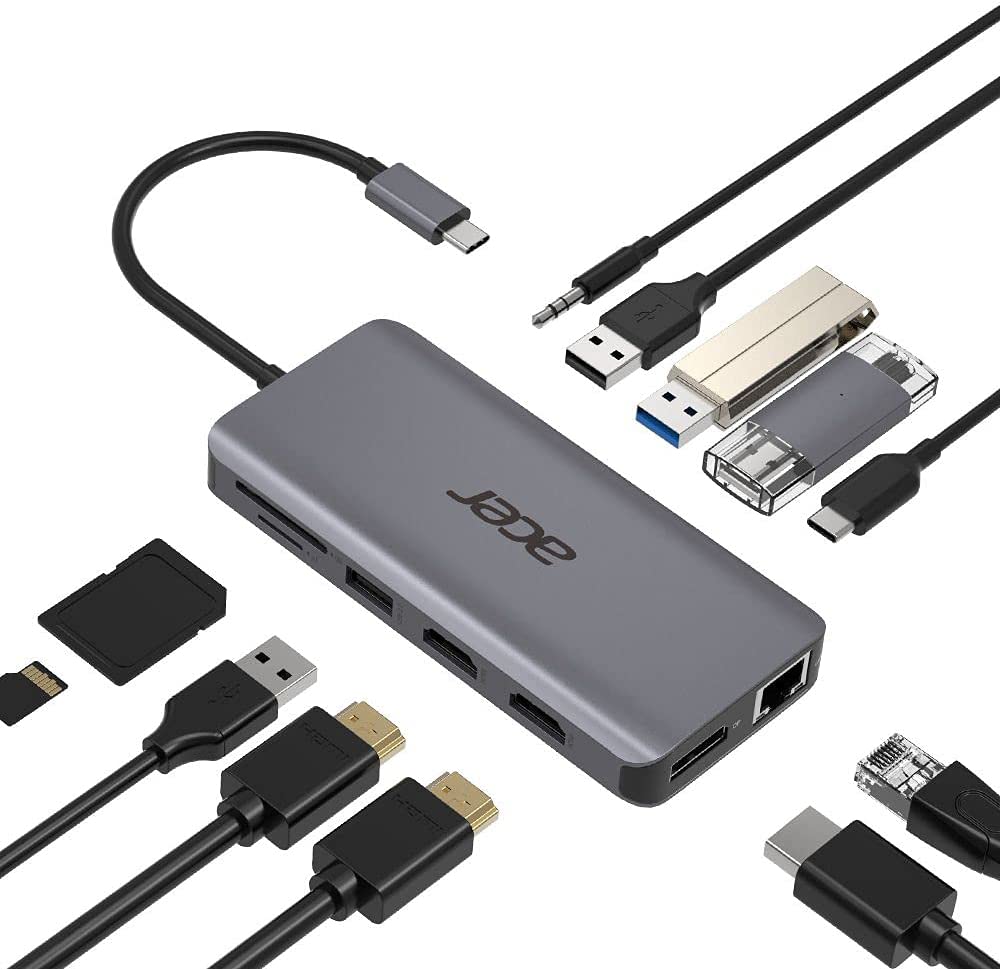 Acer 12-In-1 Type-C Adapter - docking station - USB-C - 2 x HDMI, DP - GigE dock stacijas HDD adapteri