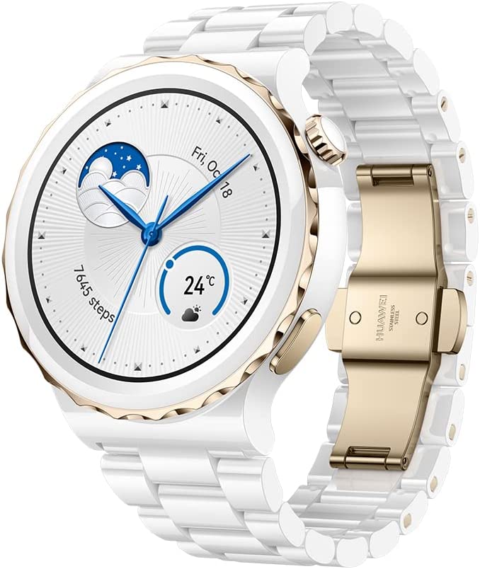 HUAWEI Watch GT3 Pro 43mm Ceramic Wristband gold/white Viedais pulkstenis, smartwatch