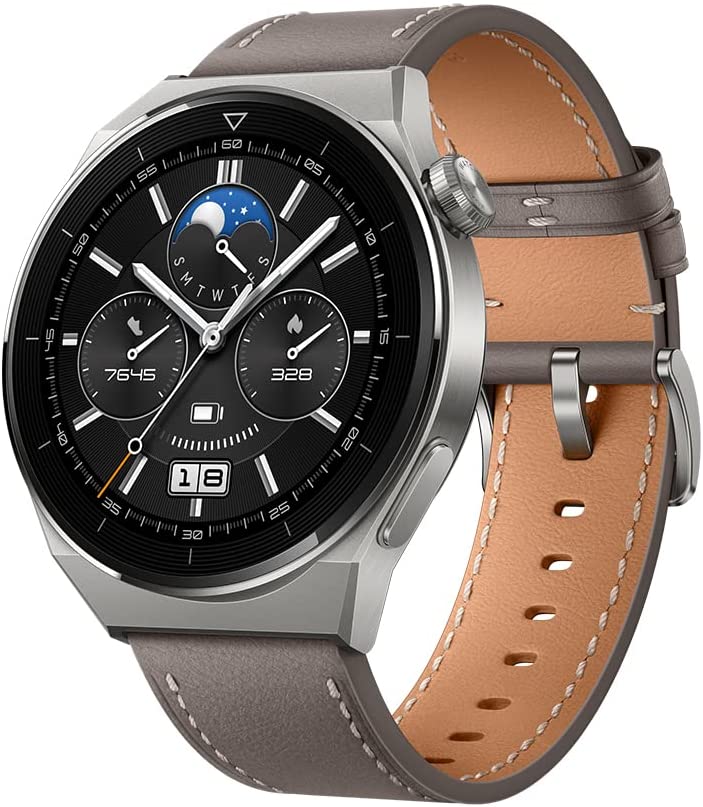 Huawei Watch GT 3 Pro Titanium 46mm, titanium/gray leather Viedais pulkstenis, smartwatch