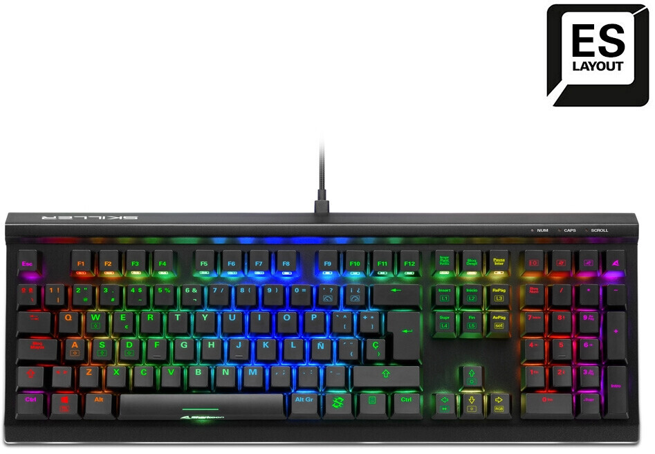 DE layout - Sharkoon SKILLER SGK60, gaming keyboard (black, ES layout, Kailh BOX Red) 4044951033515 (4044951033515) klaviatūra