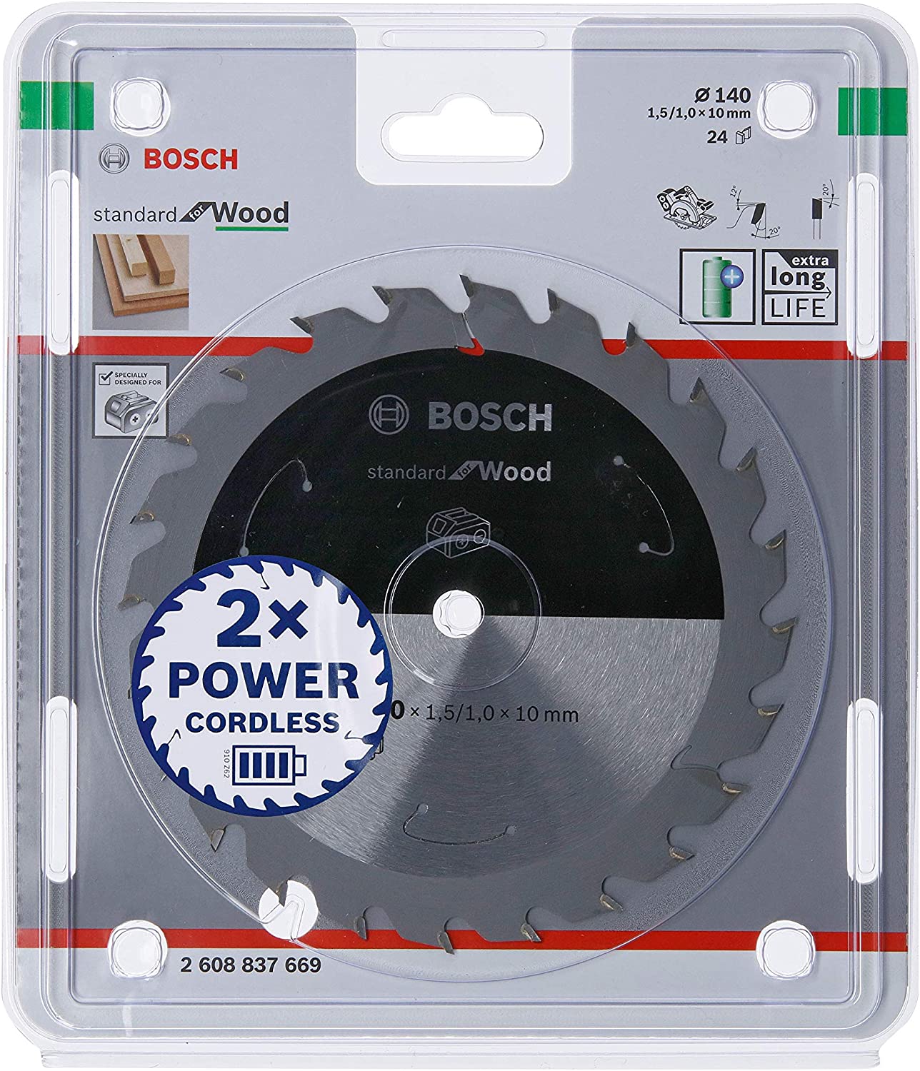 Bosch Circular saw blade Standard for Wood, 140mm 2608837669 (3165140958165)