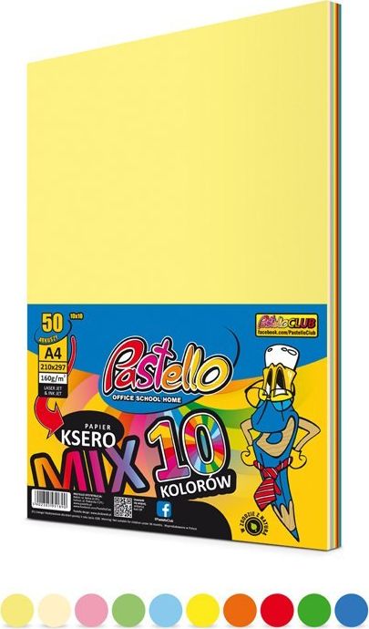 Pastello Papier ksero A4 160g mix kolorow 50 arkuszy AB200PTL (5902385950091) papīrs